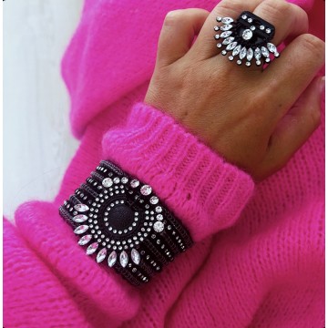 Bracelet black & strass.