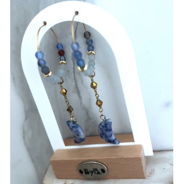 Boucles d'oreilles doré pierre blue.
