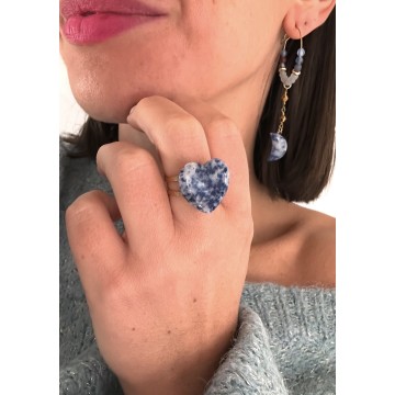 Boucles d'oreilles doré pierre blue.