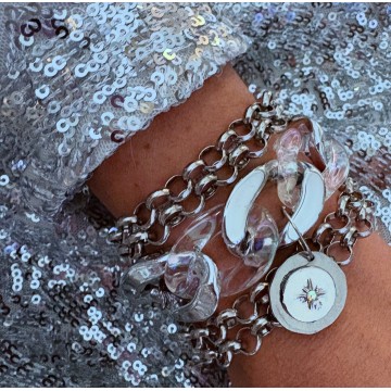 Bracelet maille dita multi silver